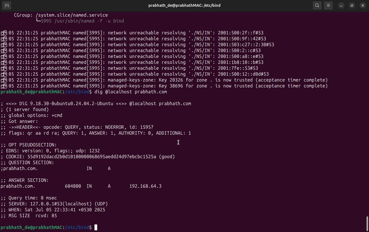 Linux server configuration terminal